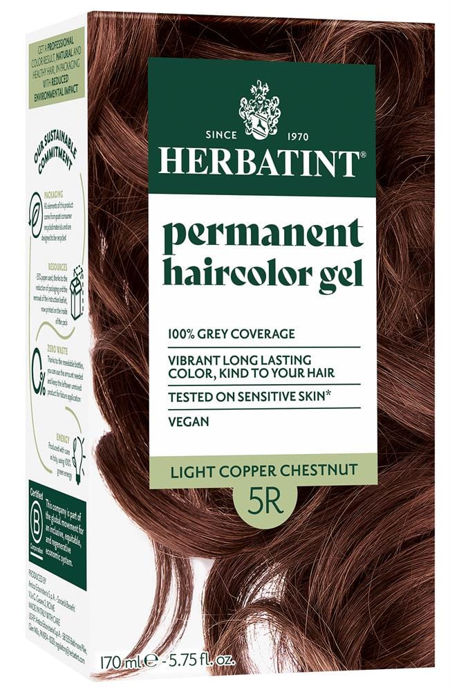 Light Copper Chestnut Ammonia Free hair Colour 5R 150ml, Herbatint