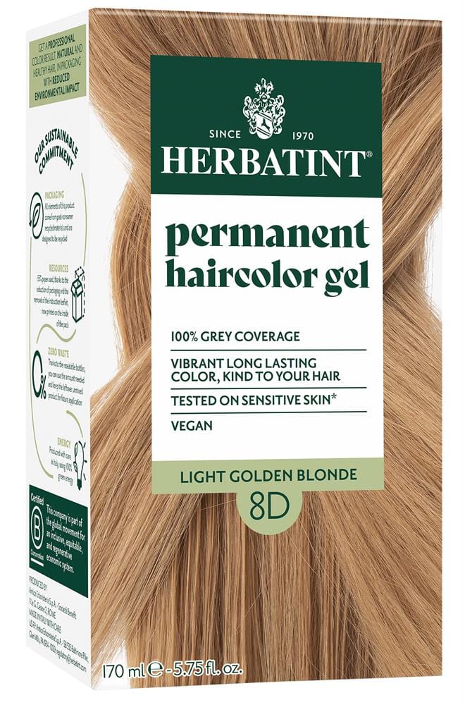 Light Golden Blonde Ammonia Free hair Colour 8D 150ml, Herbatint