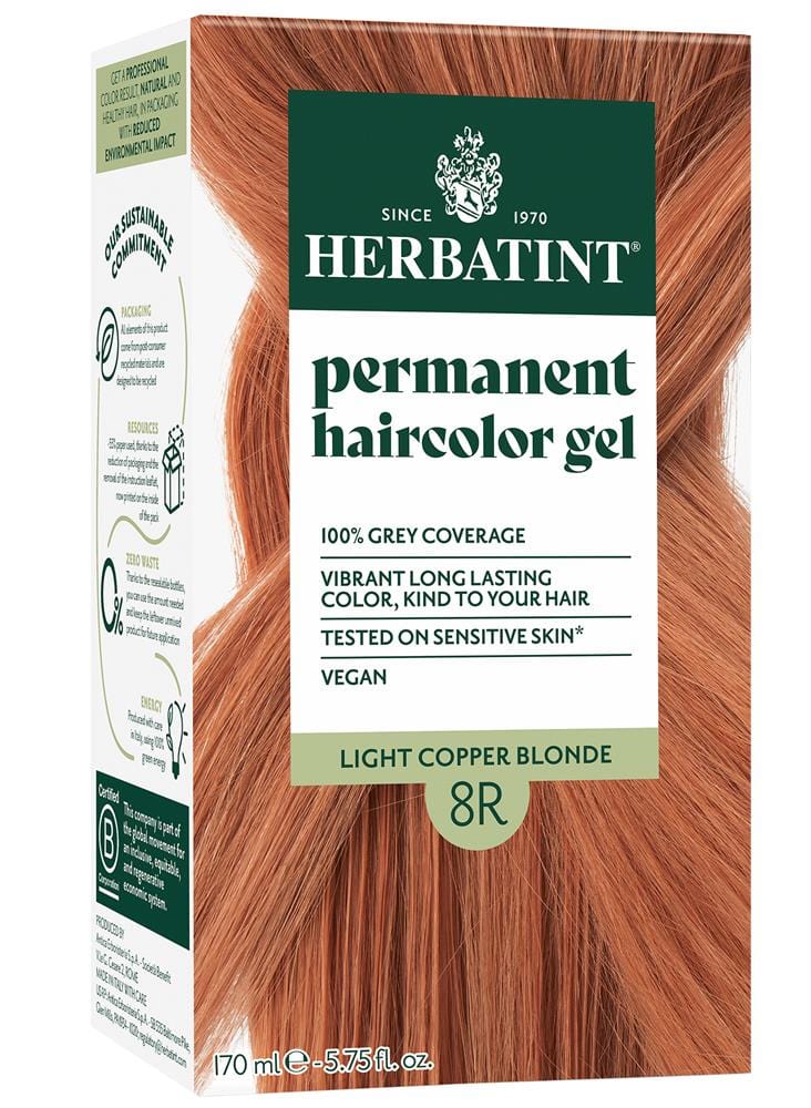 Light Copper Blonde Ammonia Free hair Colour 8R 150ml, Herbatint