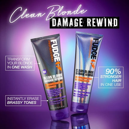 Fudge Professional Clean Blonde Damage Rewind Conditioner Intense Purple Toning with Bond Repair 250ml