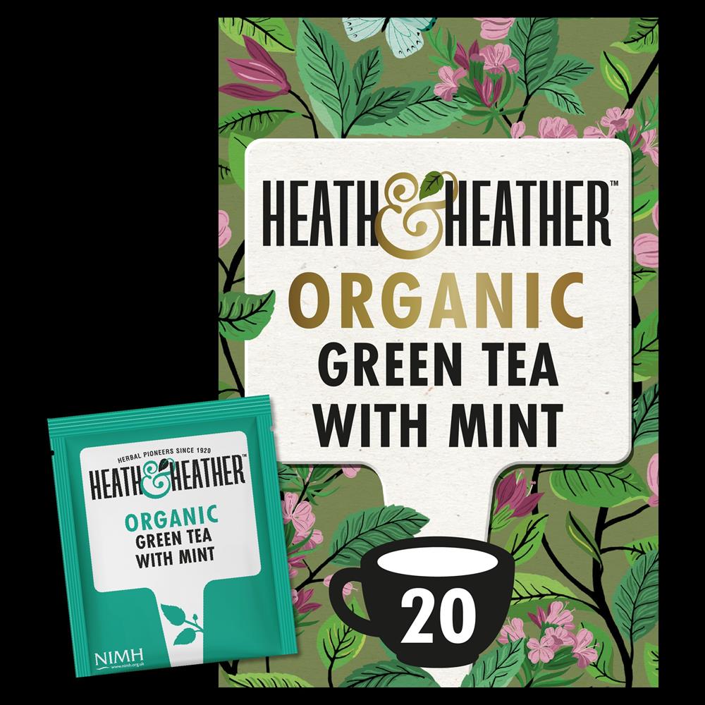 Organic Green Tea & Mint 20 bags, Heath And Heather