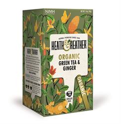 Organic Green Tea & Ginger 20 bags, Heath And Heather