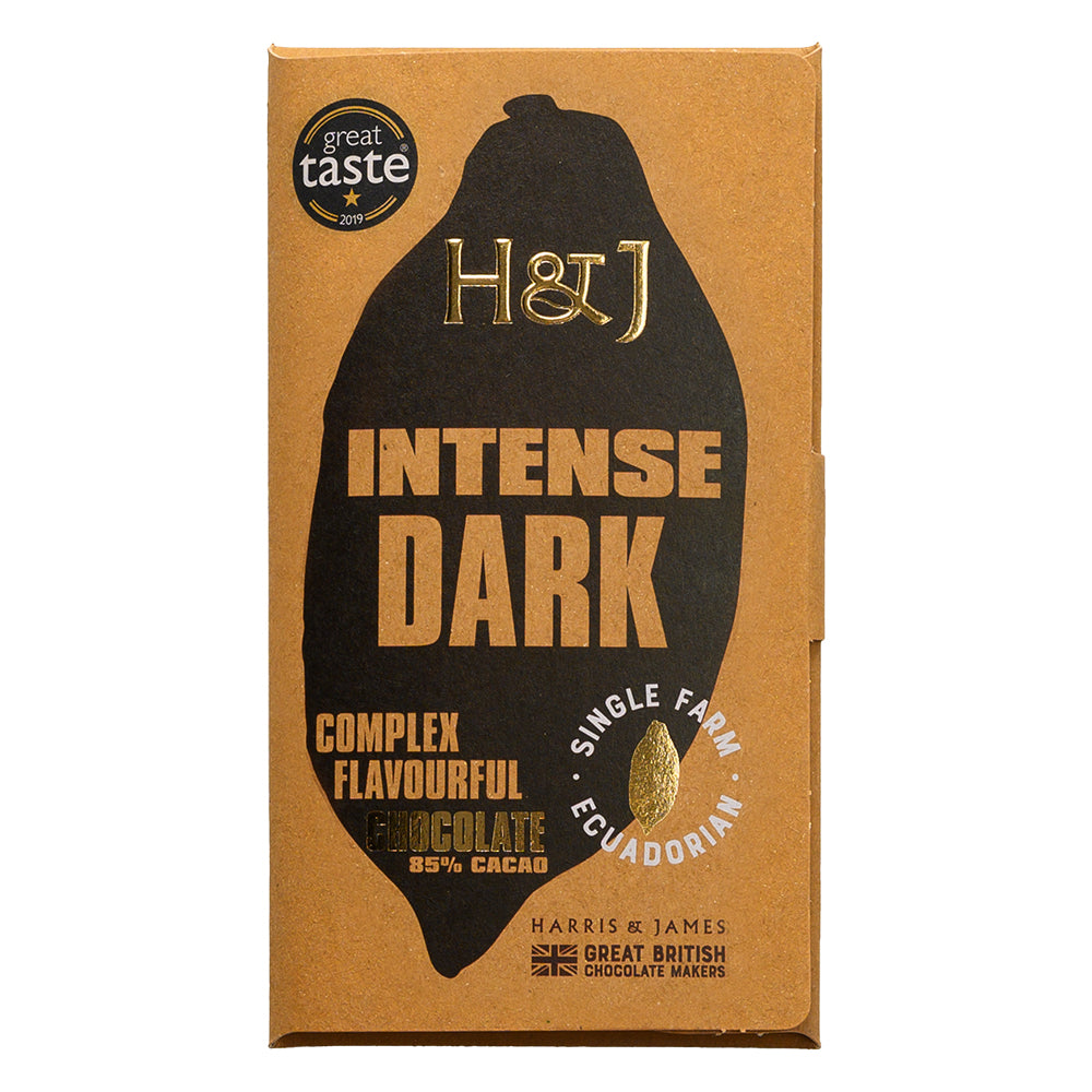 Intense 85% Vegan Dark Chocolate Bar 86g, Harris and James