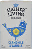 Chamomile & Vanilla Organic Herbal Infusion - 15 Bags, Higher Living