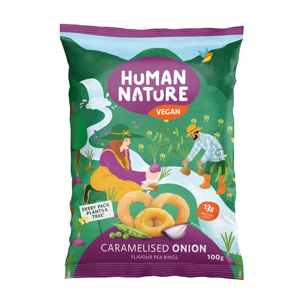 Human Nature Caramelised Onion Pea Rings 100g, Human Nature