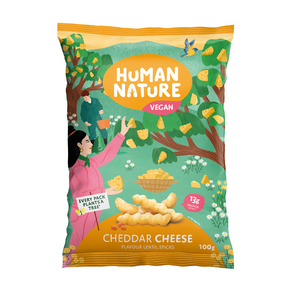 Human Nature Cheddar Cheese Lentil Snack 100g, Human Nature