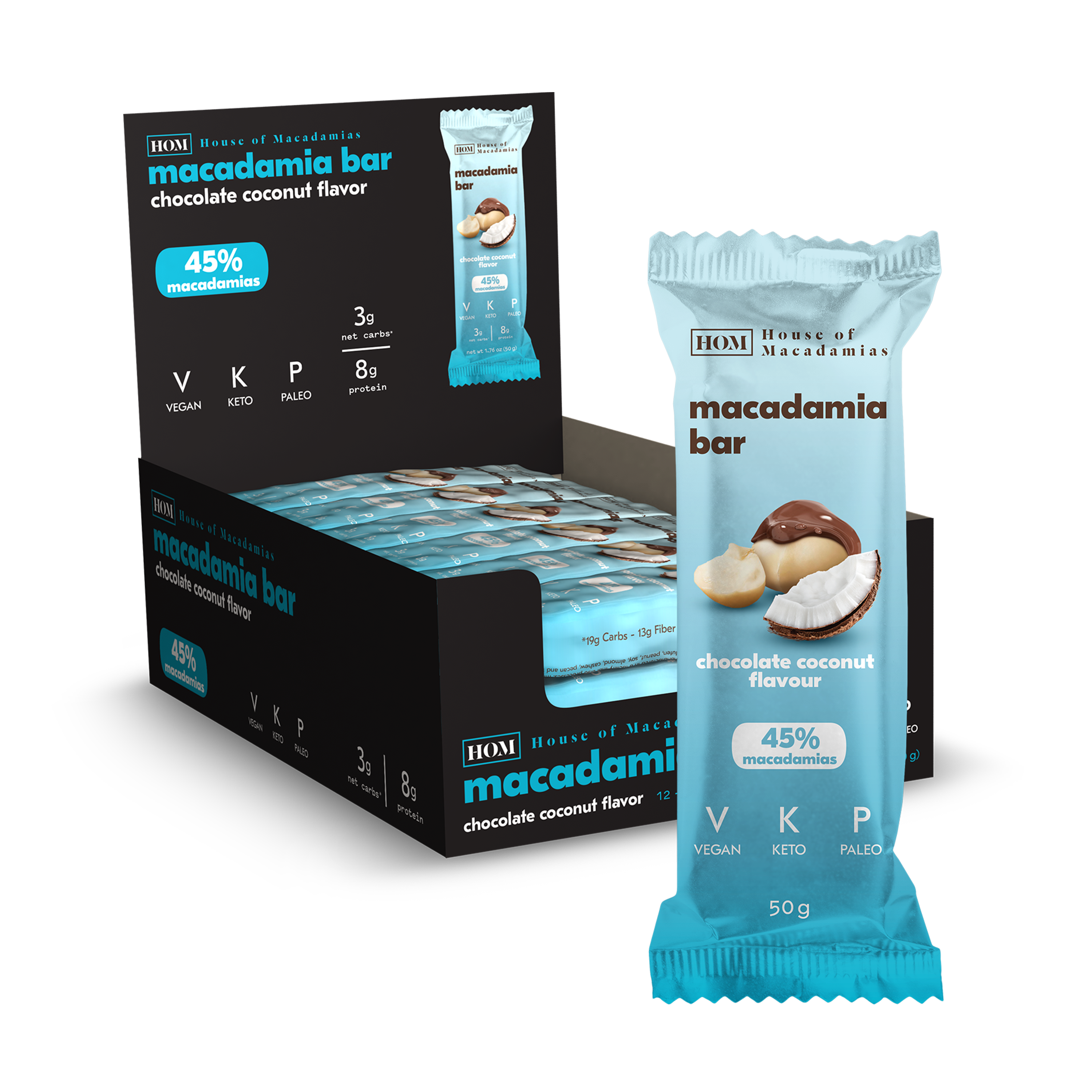 House Of Macadamia Macadamia Bar 12x50g Chocolate Coconut