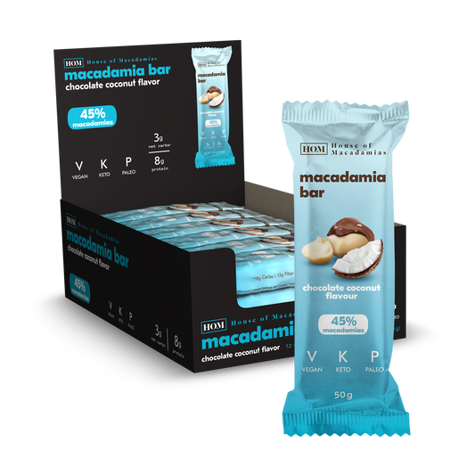 House Of Macadamia Macadamia Bar 12x50g Chocolate Coconut