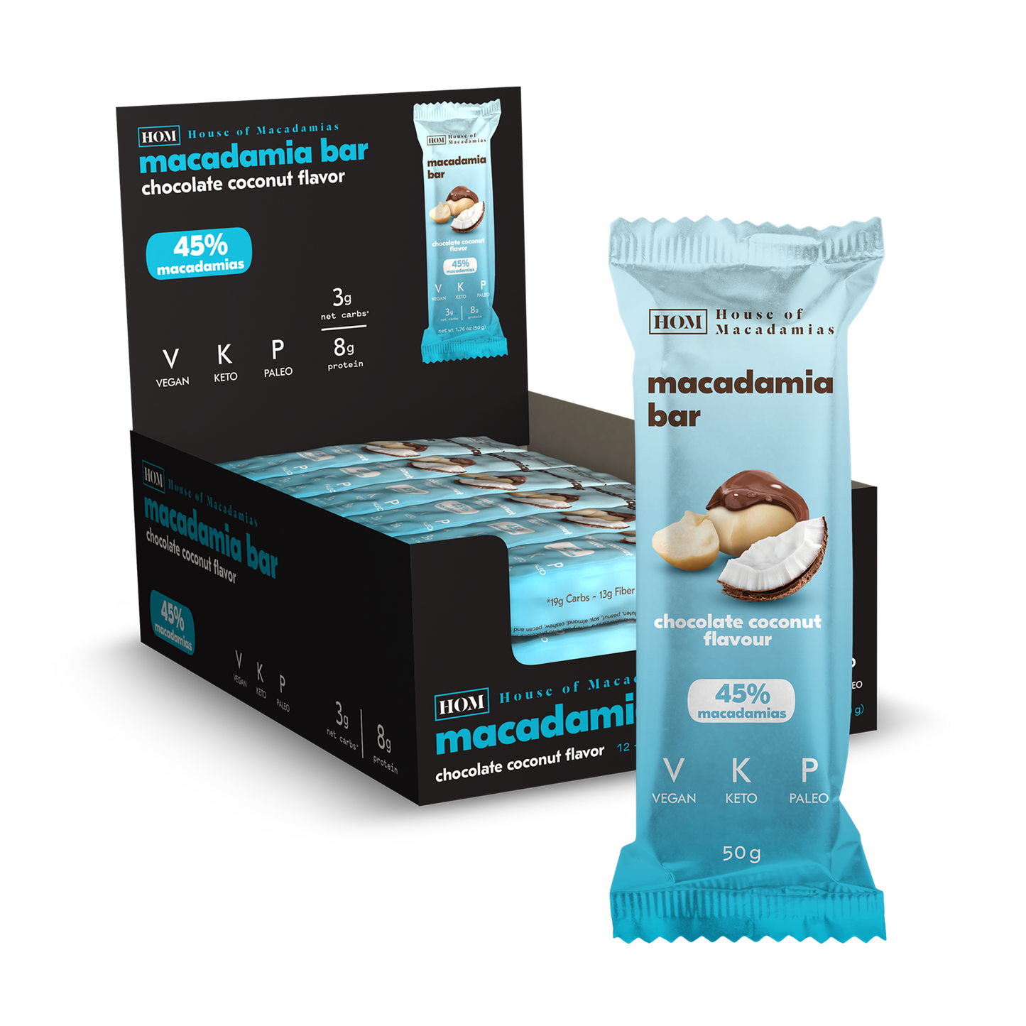 House Of Macadamia Macadamia Bar 12x50g Chocolate Coconut