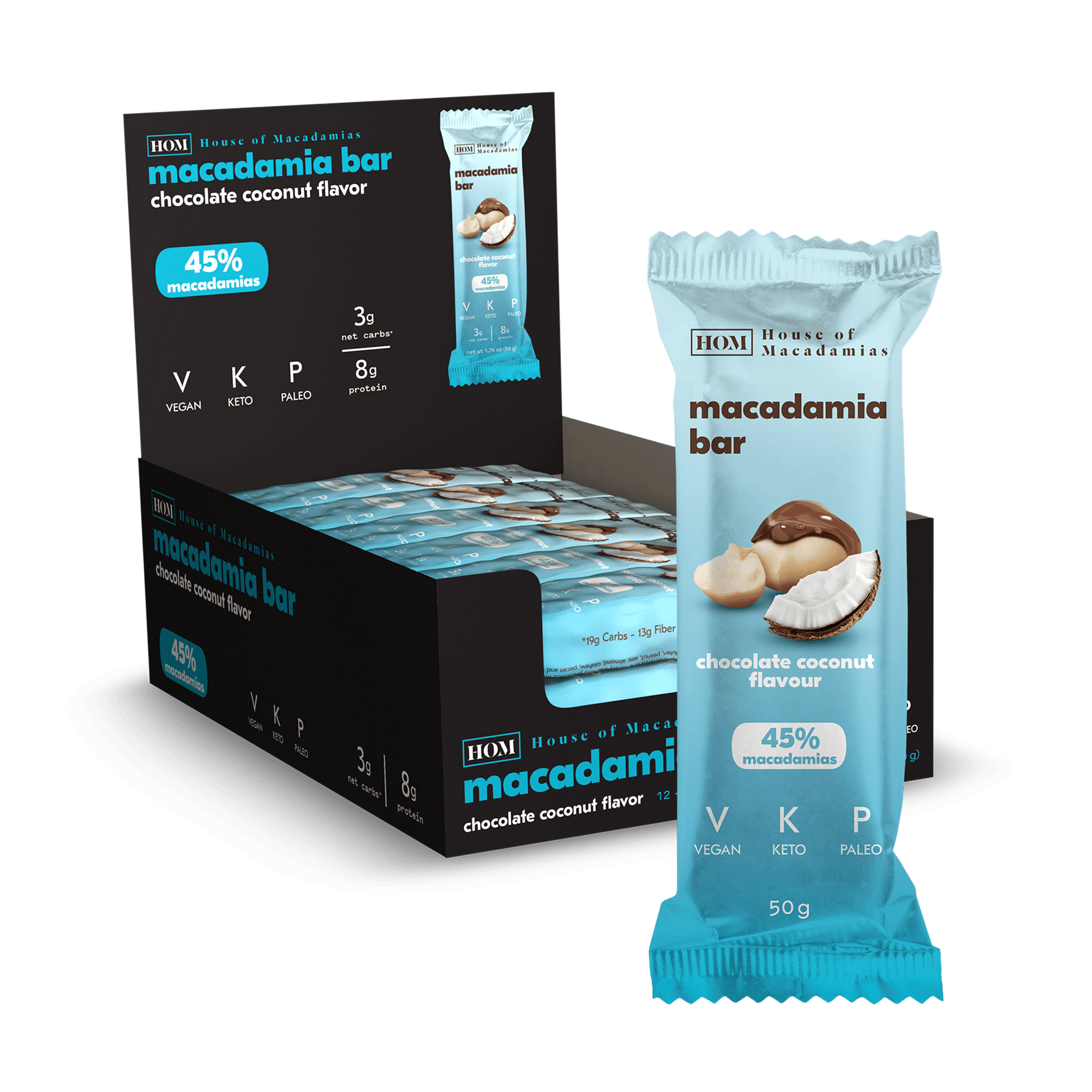 House Of Macadamia Macadamia Bar 12x50g Chocolate Coconut