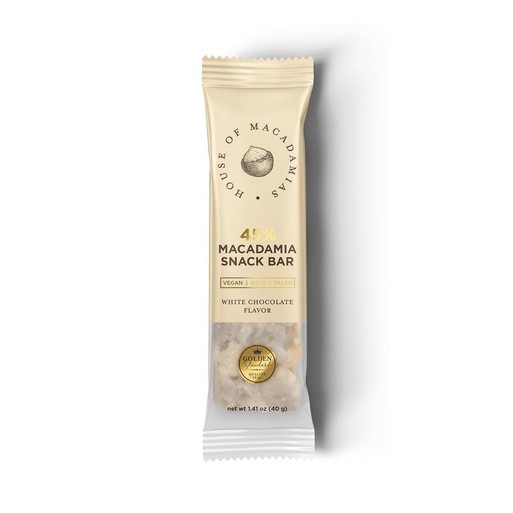 Organic Macadamia Snack Bar White Chocolate 40g, House of Macadamias