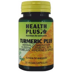 Turmeric Plus 30 Vcaps high Curcumin Bromelain Black Pepper., Health Plus