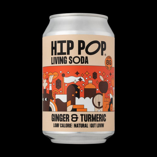 Hip Pop Living Soda Ginger & Turmeric 330 ml (case of 12 cans), Hip Pop