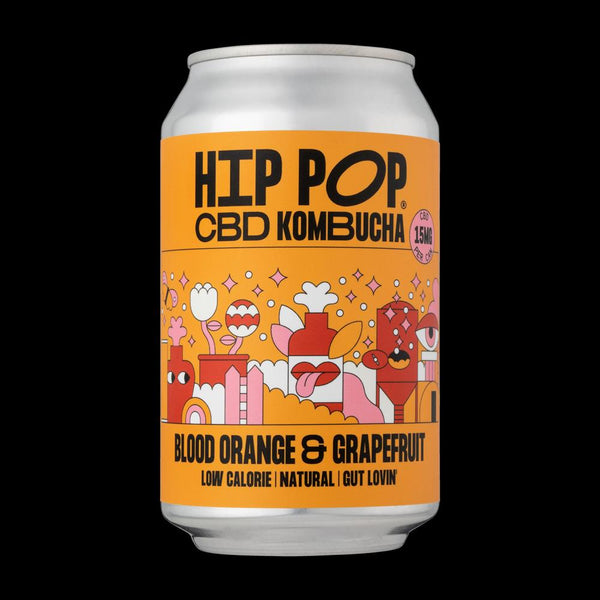 Hip Pop CBD Kombucha Blood Orange 330 ml (case of 12 cans), Hip Pop