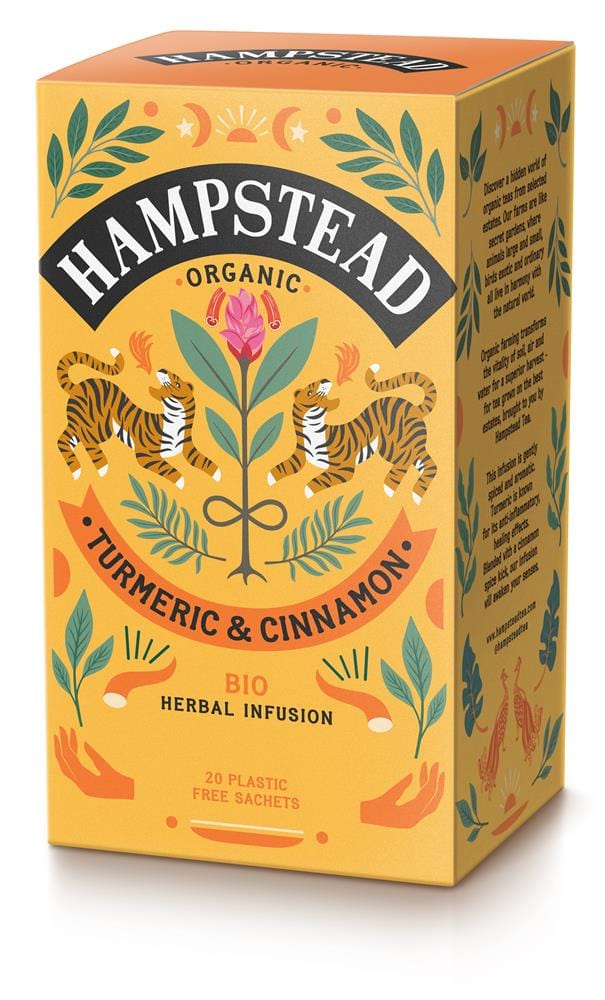 Organic Turmeric with Cinnamon Tea 20 Tea Bags, Hampstead Tea