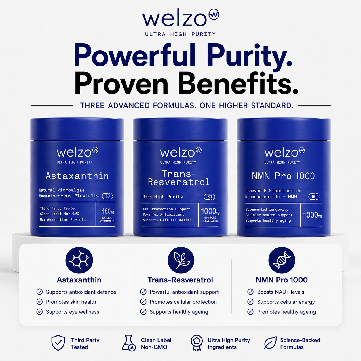Stack Welzo Ultra Purity Energy & Focus: NMN + PQQ + TMG