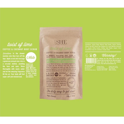 Om She Coffee & Coconut Body Scrub 200g Twist Of Lime Coconut Lime Almond Coffee