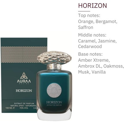 Horizon Extrait De Perfume 100ml by Auraa Desire Bold Woody Musky Fragrance Ambergris Almonds Jasmine Sandalwood Scents Long Lasting Eau de Parfum