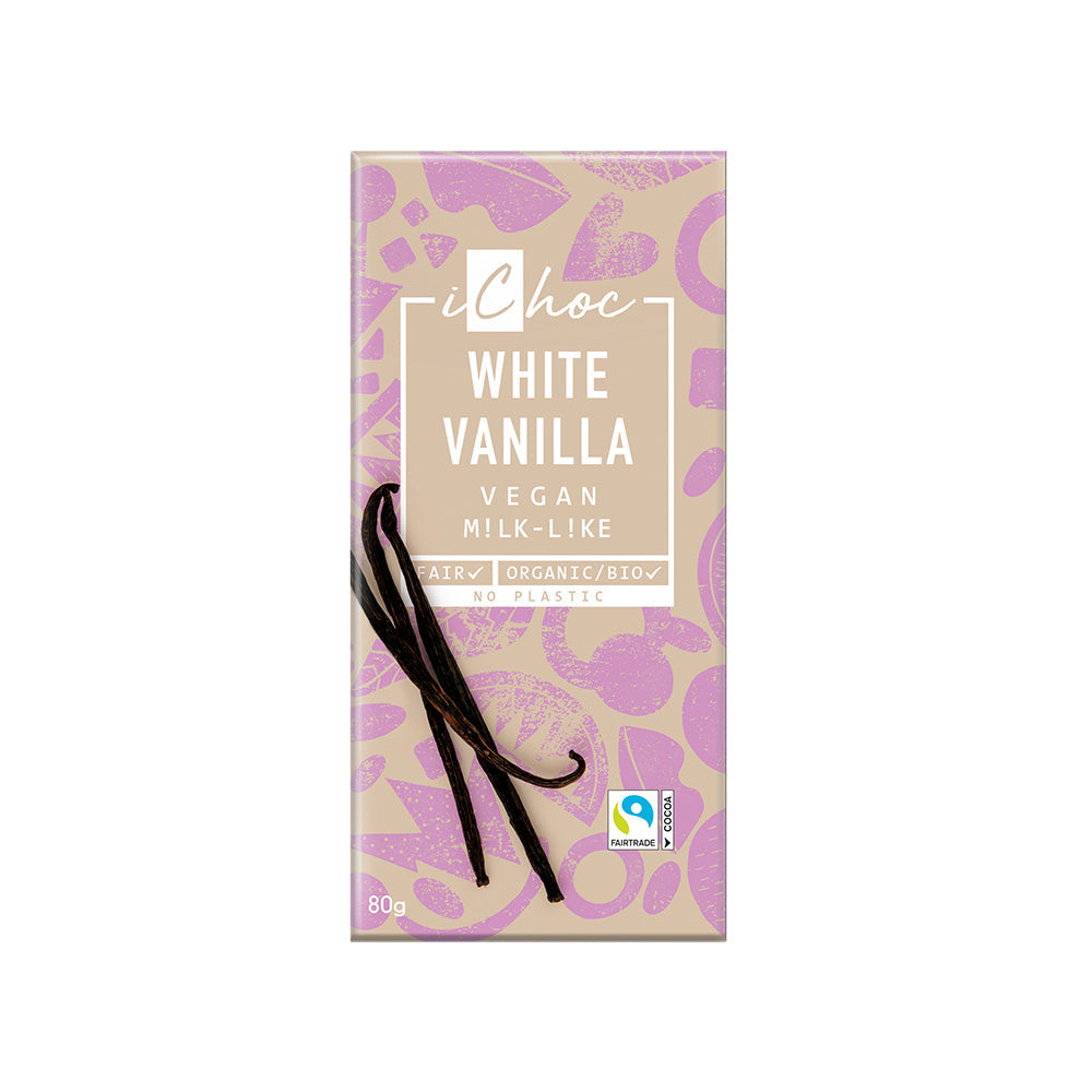 White Vanilla Chocolate Vegan Organic 80g, iChoc