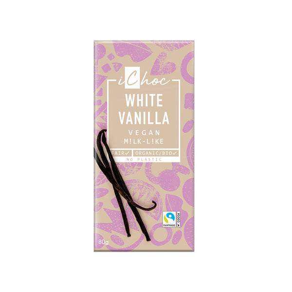 White Vanilla Chocolate Vegan Organic 80g, iChoc