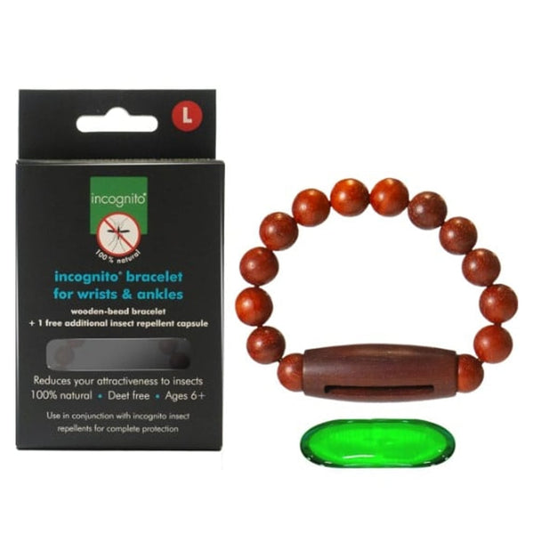 Wooden Bracelet With 2 Insect Repellent Capsules - Large, incognito