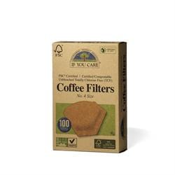 Coffee filters No.4 Large Unbleached - 100 Filters, If You Care