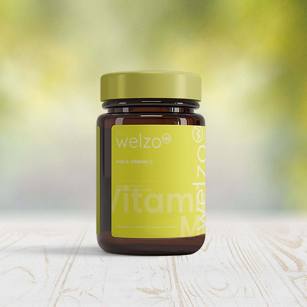 Welzo Iron & Vitamin C - 60 Natural Cherry Flavour Gummies