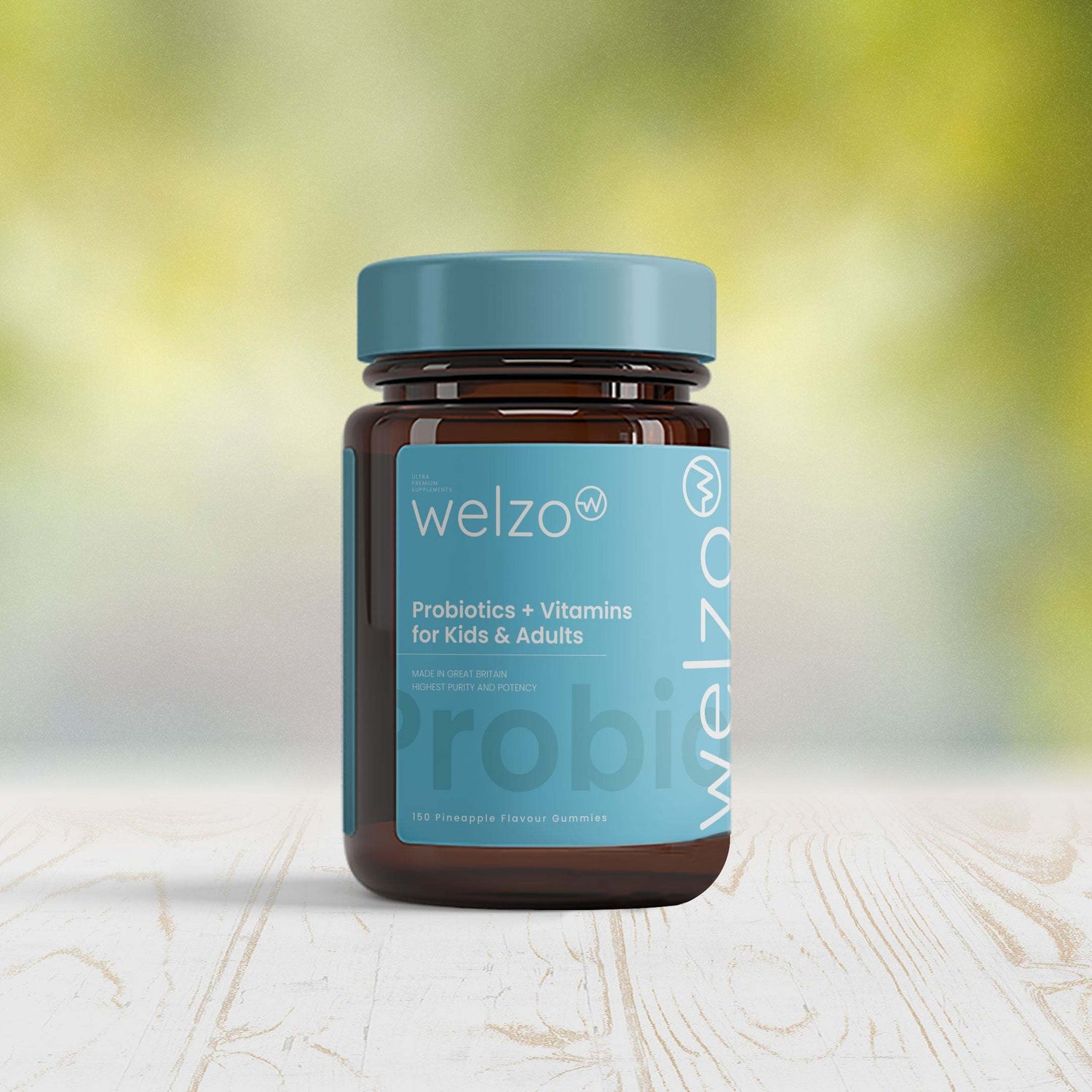 Welzo Probiotics + Vitamins for Kids & Adults - 150 Pineapple Flavour Gummies