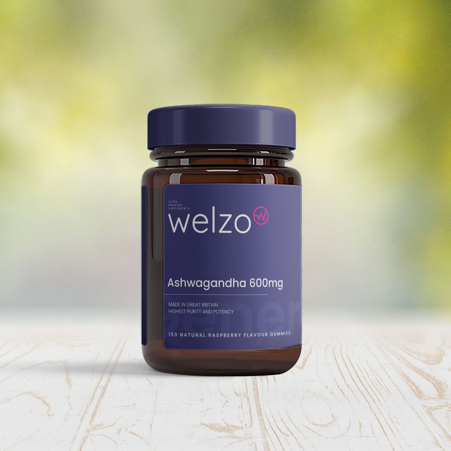 Welzo Ashwagandha 600mg - 150 Natural Raspberry Flavour Gummies