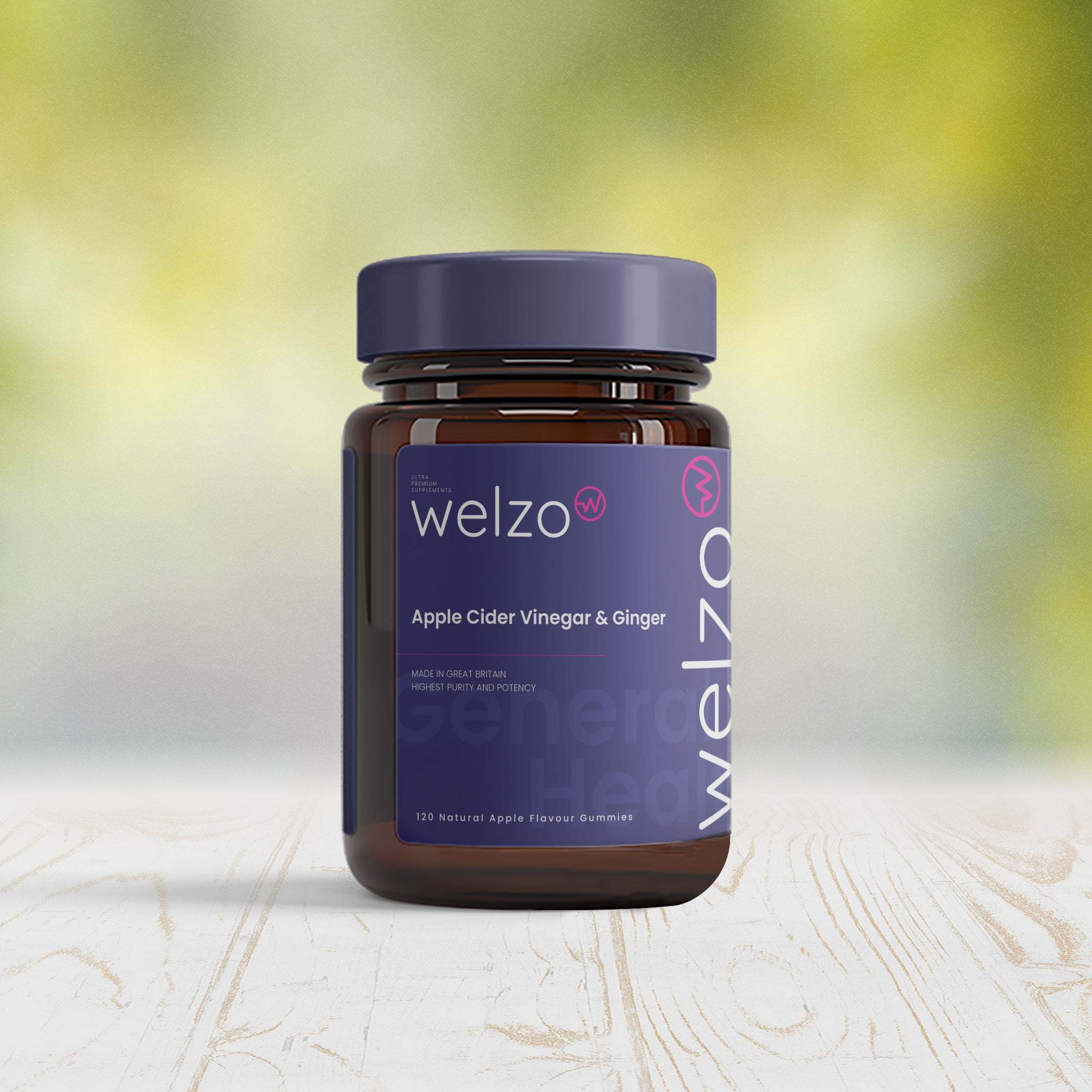 Welzo Apple Cider Vinegar & Ginger - 120 Natural Apple Flavour Gummies