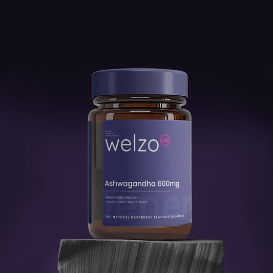 Welzo Ashwagandha 600mg - 150 Natural Raspberry Flavour Gummies