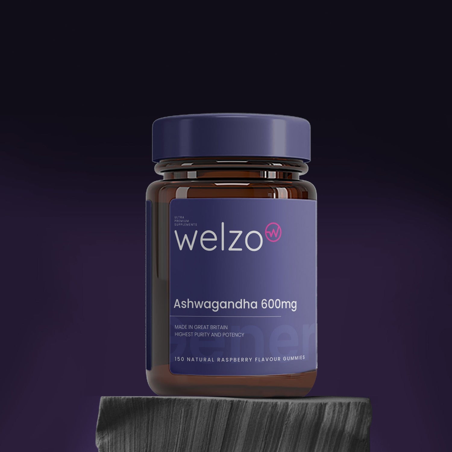 Welzo Ashwagandha 600mg - 150 Natural Raspberry Flavour Gummies