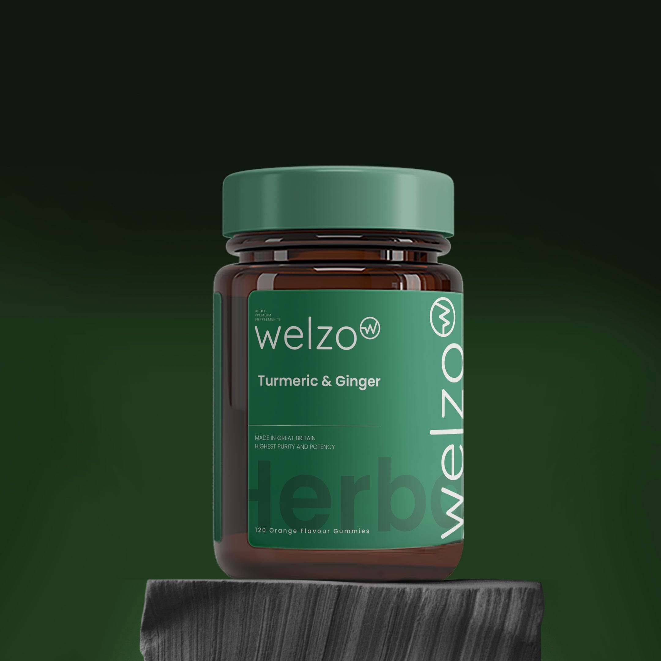 Welzo Turmeric & Ginger - 120 Orange Flavour Gummies