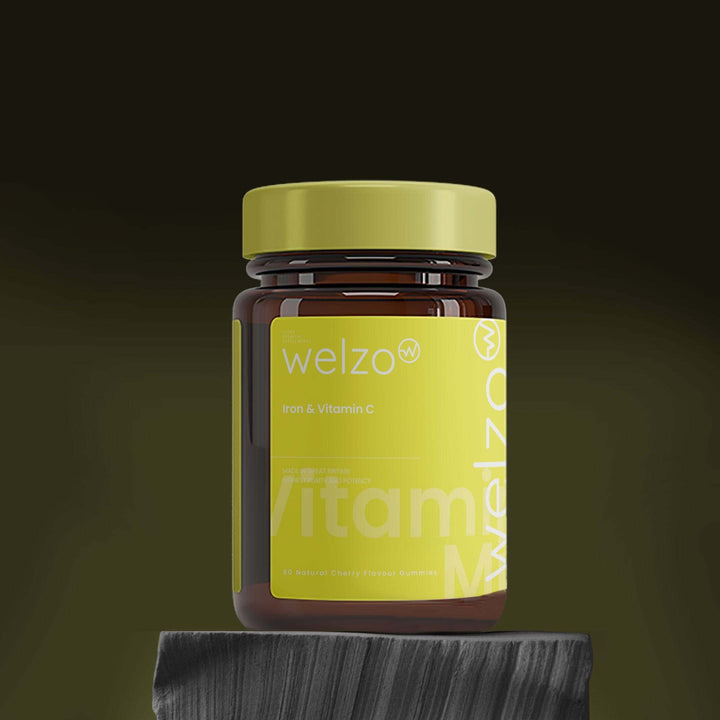 Welzo Iron & Vitamin C - 60 Natural Cherry Flavour Gummies