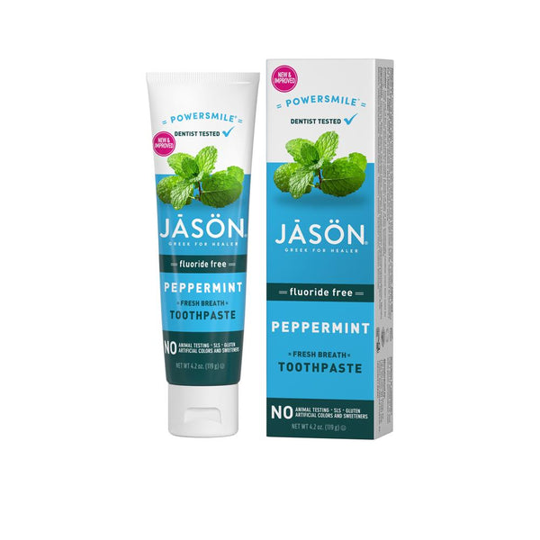 Powersmile Pappermint Fresh Breath Toothpaste Fluoride Free 119g, Jason Bodycare