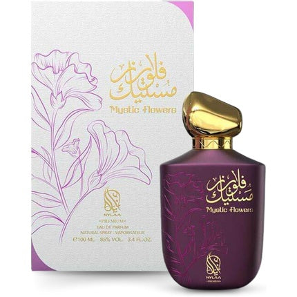 Mystic Flowers EDP 100ml by Nylaa Eau De Parfum for Women Floral Fruity Scent with Peach Pear Jasmine Sandalwood Arabian Fakhar Women Fragrance