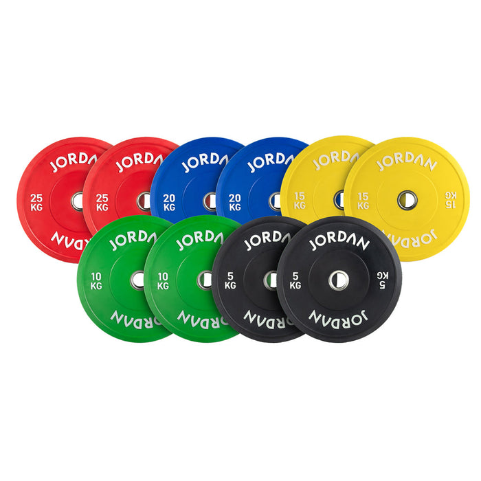 JORDAN 150kg HG Coloured Rubber Bumper Plate Set - 2x5kg, 2x10kg, 2x15kg, 2x20kg, 2x25kg - Welzo