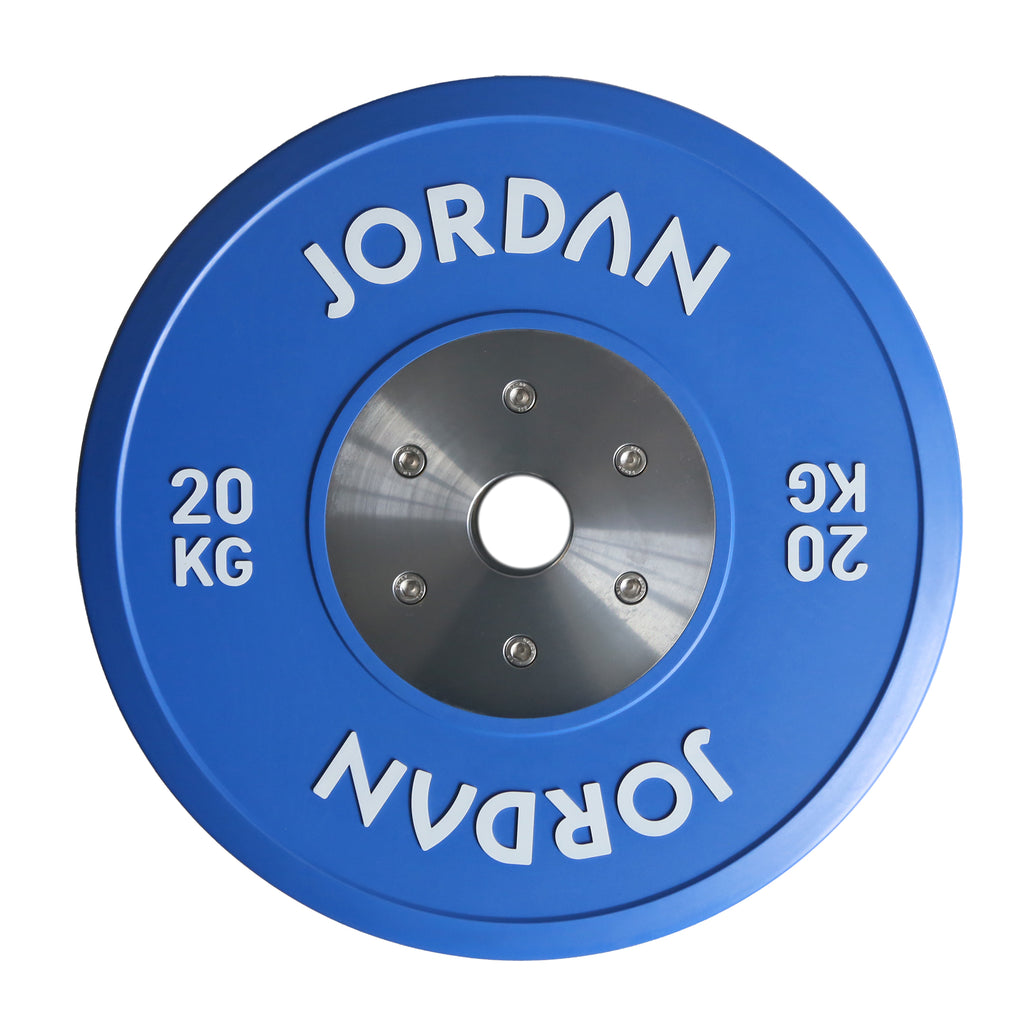 Jordan de 140 kg en color calibrado Conjunto de placa de competencia de goma - 2x10 kg, 2x15 kg, 2x20 kg, 2x25 kg