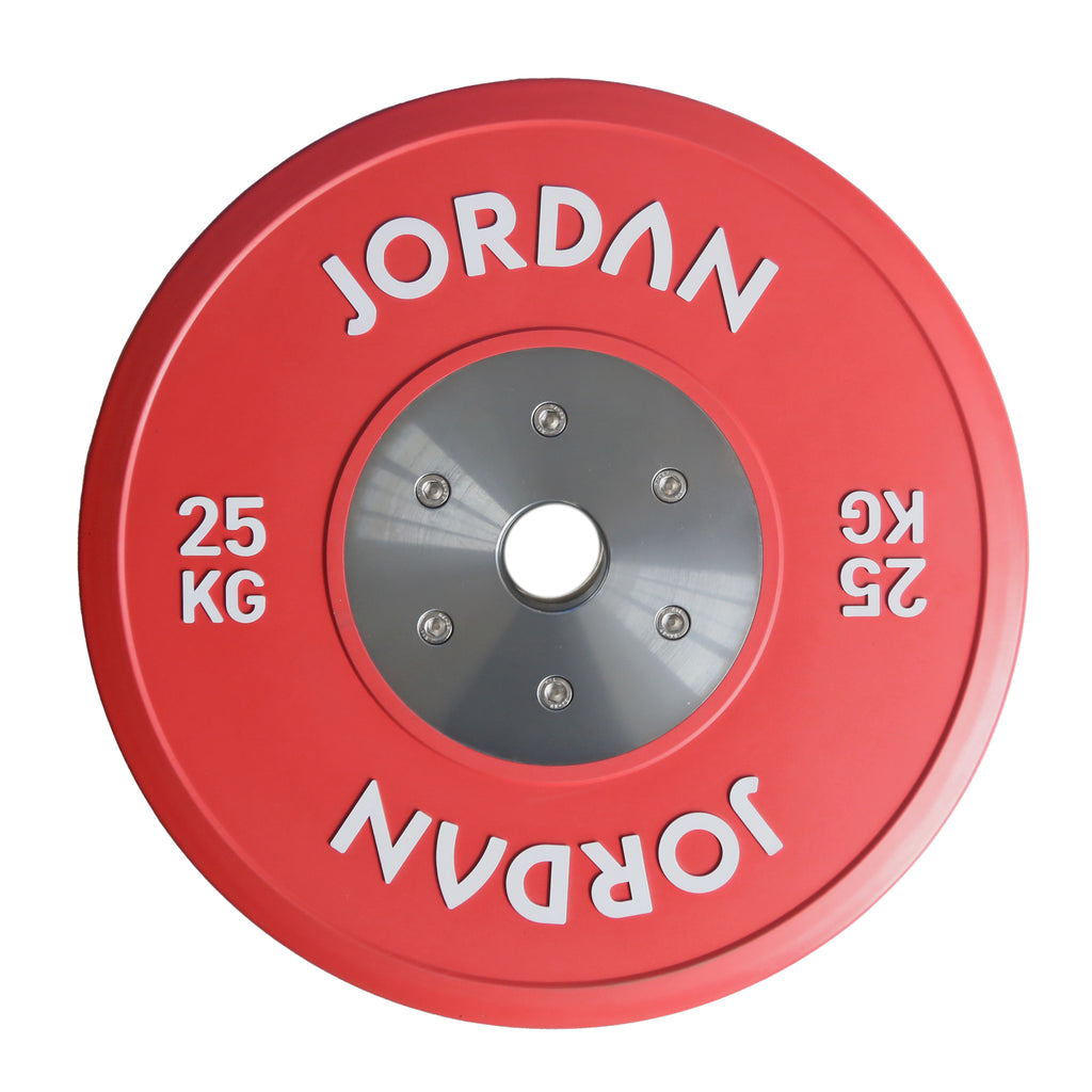 Jordan de 140 kg en color calibrado Conjunto de placa de competencia de goma - 2x10 kg, 2x15 kg, 2x20 kg, 2x25 kg