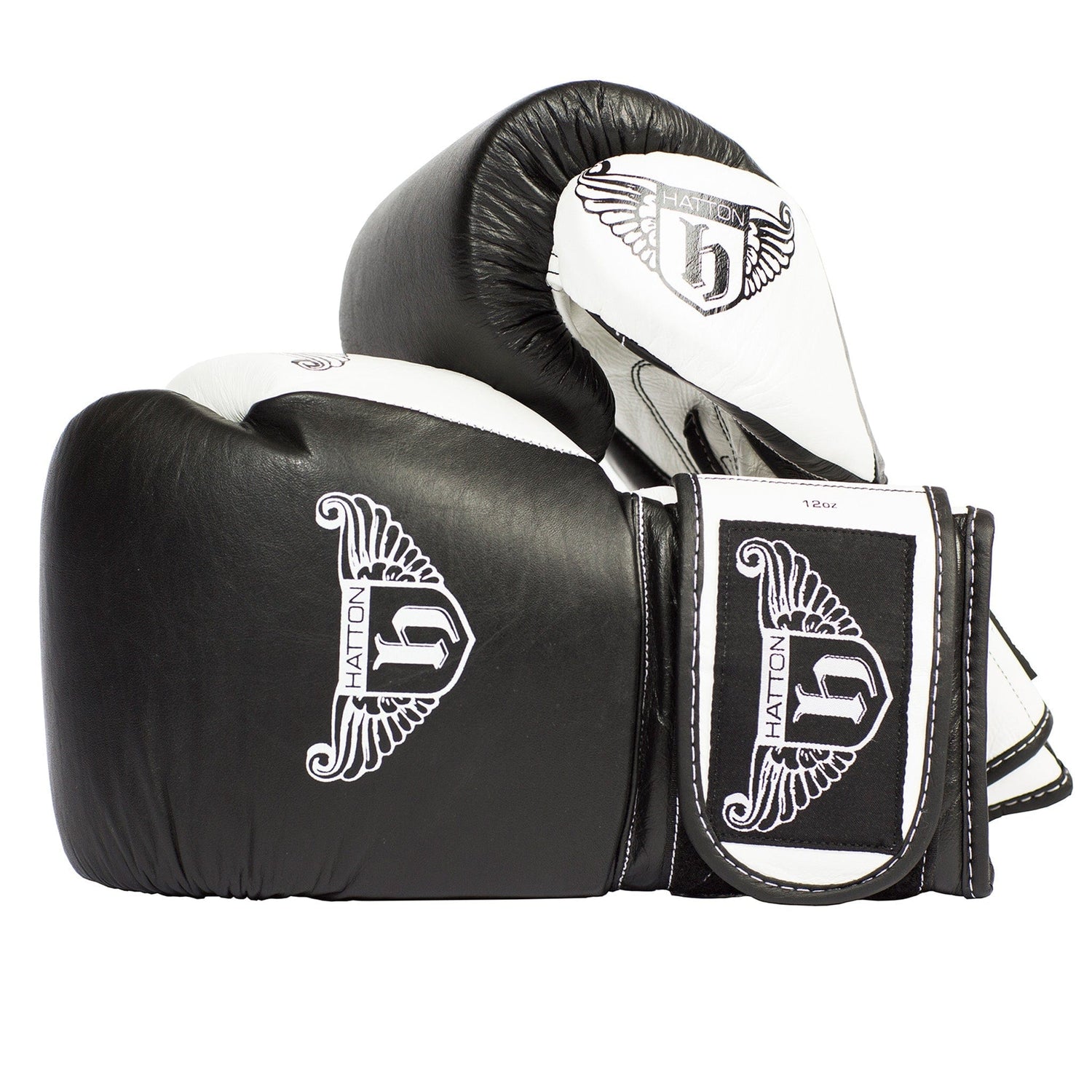 Hatton Pro Sparring Leather Velcro Glove (pair) Black 8oz - Welzo