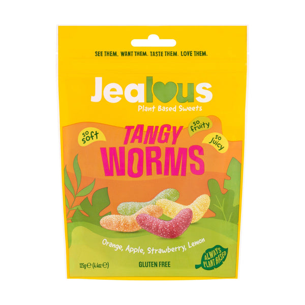 Tangy Worms Plant Based Sweets 125g, Jealous Sweets