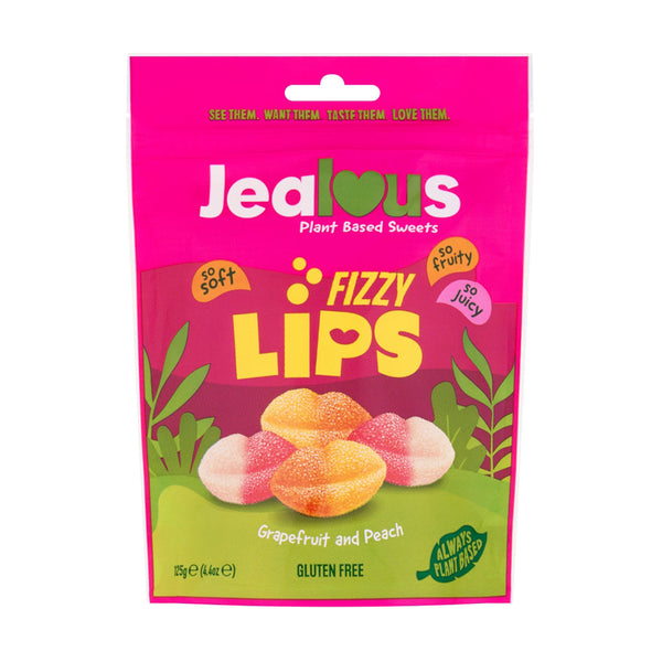 Fizzy Lips - Grapefruit and Peach Plant Based Sweets 125g, Jealous Sweets