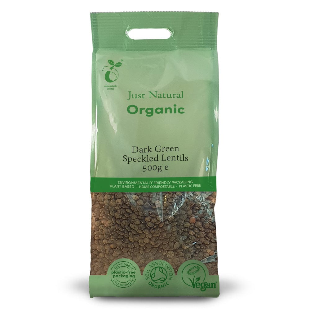 Organic Dark Green Speckled Lentils 500g, Just Natural Organic