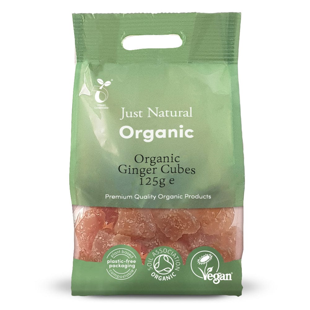 Organic Ginger Candied Cubes 125g, Just Natural Organic