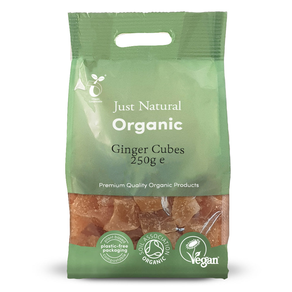 Organic Ginger Candied Cubes 250g, Just Natural Organic