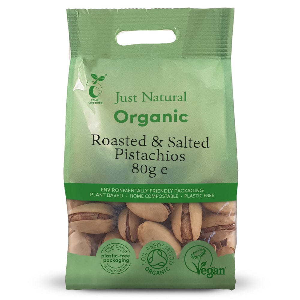 Organic Roasted & Salted Pistachios in Shell 80g, Just Natural Organic