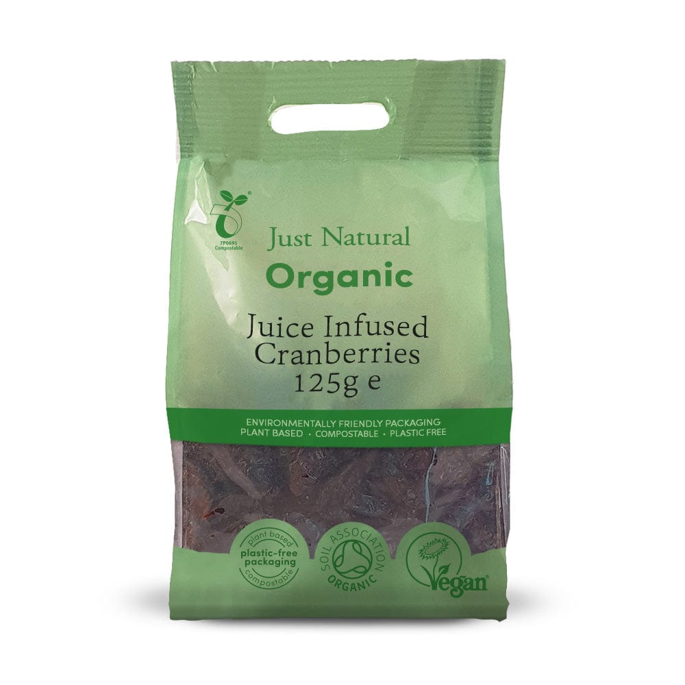 Organic Juice Infused Cranberries 125g, Just Natural Organic