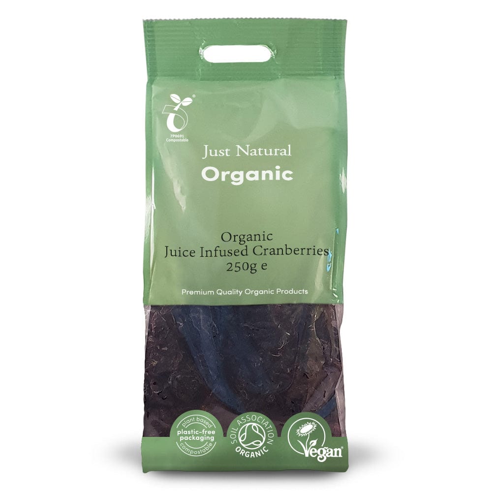 Organic Juice Infused Cranberries 250g, Just Natural Organic