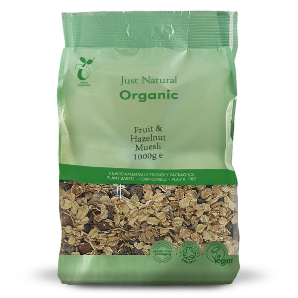 Organic Fruit & Hazelnut Muesli 1000g, Just Natural Organic