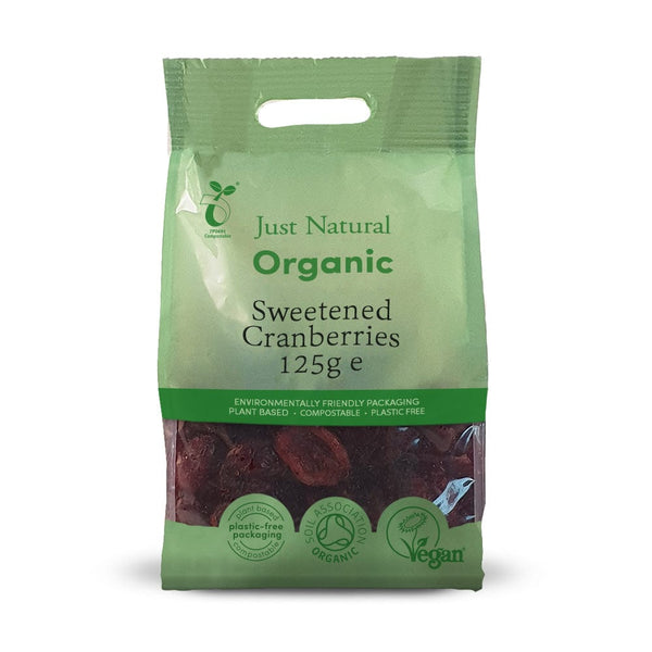 Organic Sweetened Dried Cranberries 125g, Just Natural Organic